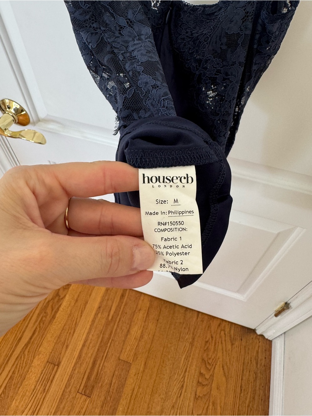 House of Cb Cecilie Navy Satin and Lace Top - Picture 7 of 7